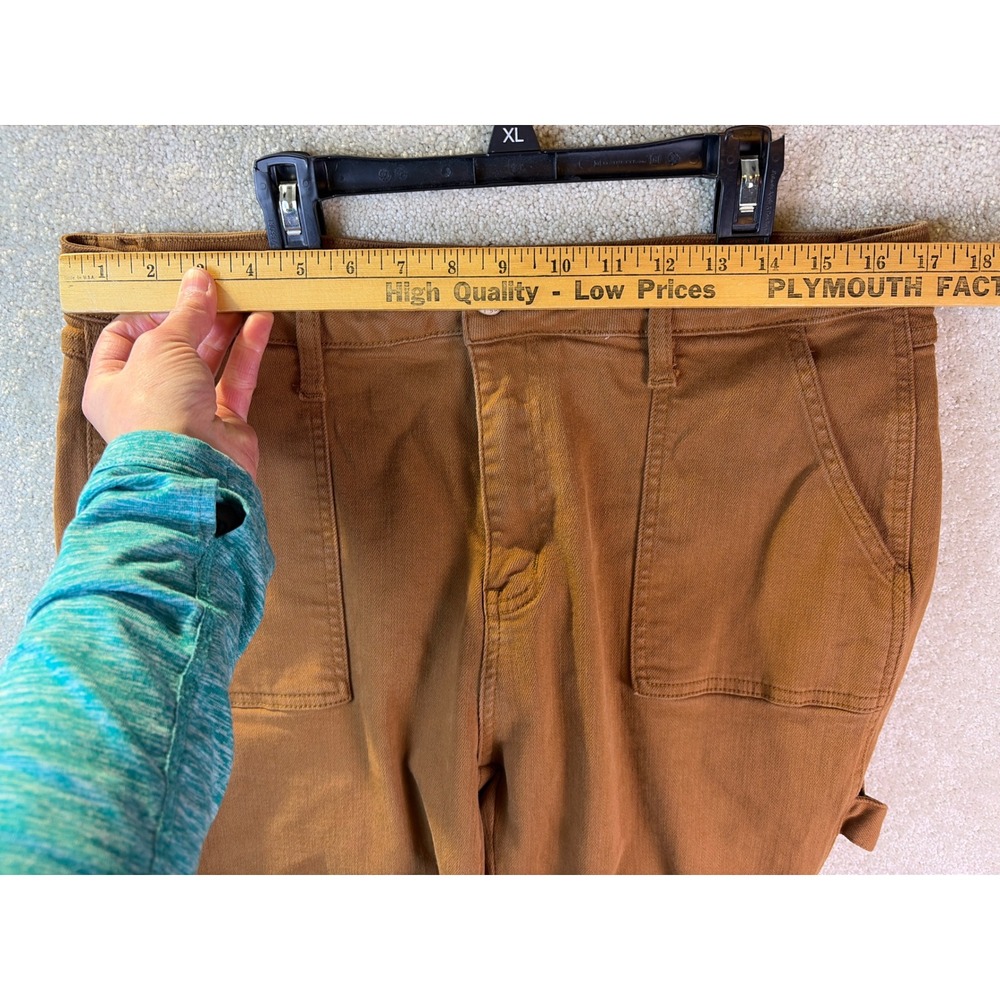 Judy Blue Carpenter Pants Women 15 (Fits 34x26) Brown Slim Fit High Rise Utility - Picture 5 of 8